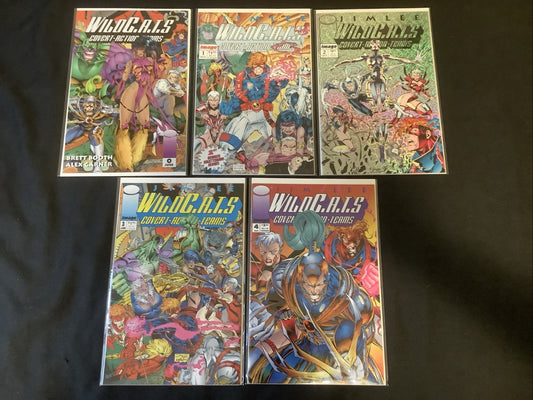 WildC.A.T.S #0-4 Comic Lot, Image Comics, Jim Lee/Brett Booth/ Alex Garner, 1992