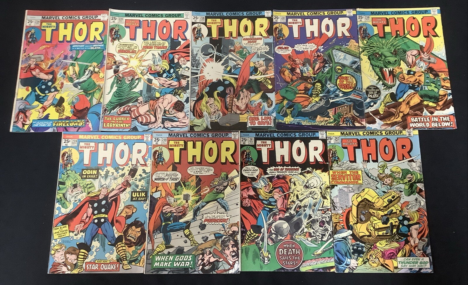 Thor #234-242 Comic Lot, Marvel, Gerry Conway/John Buscema/Len Wein