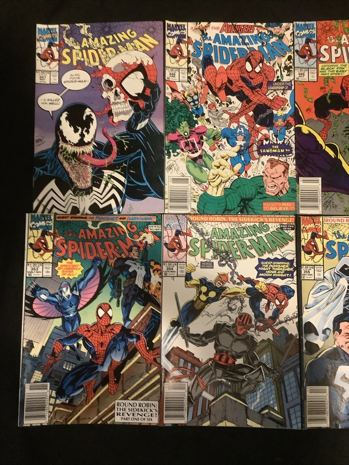 Amazing Spider-Man #334-358 Comic Lot, 1st App Cletus Kasidy, #341 Torn Page
