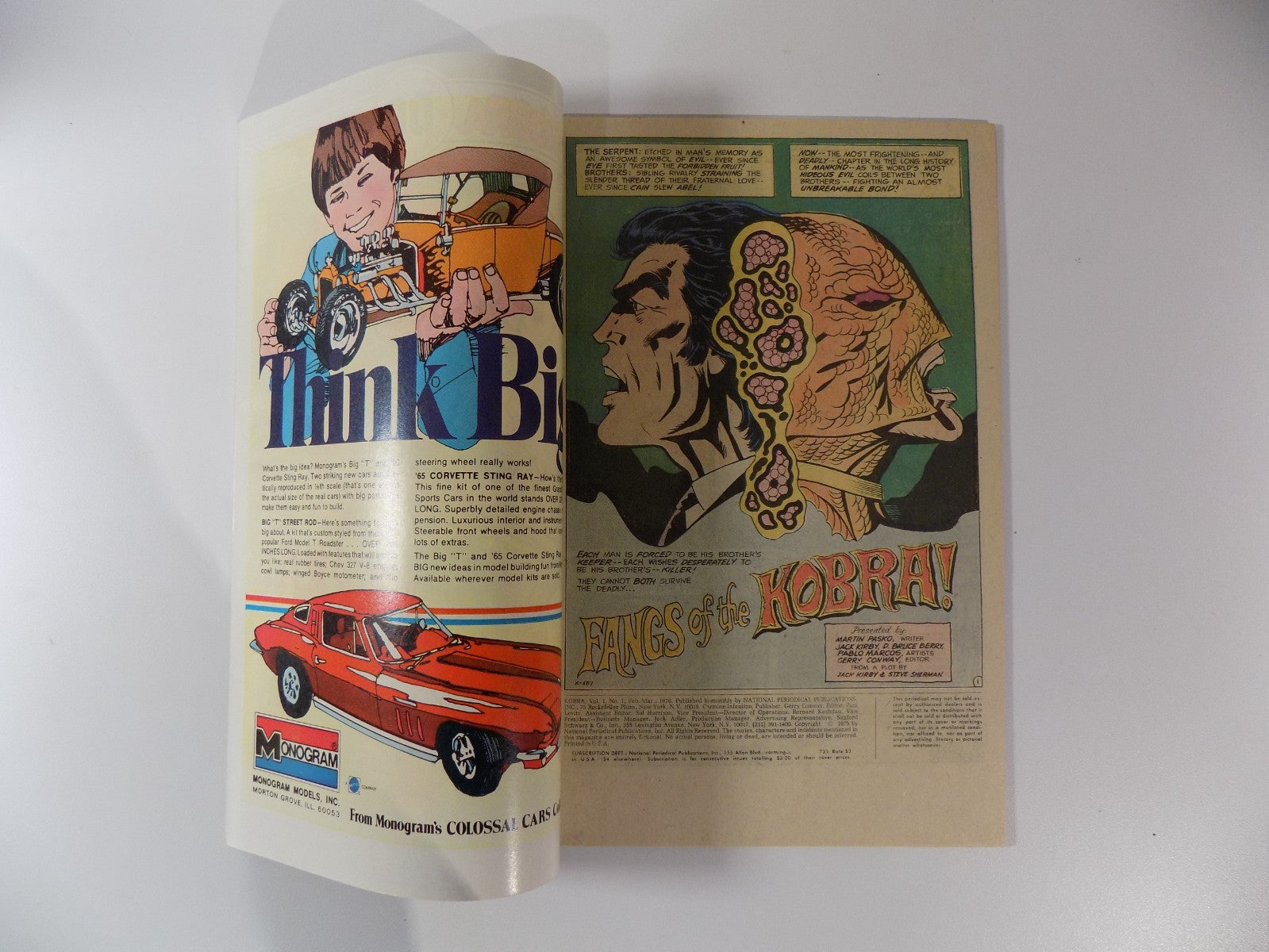 Kobra #1 DC Comic March 1976 Very Fine+