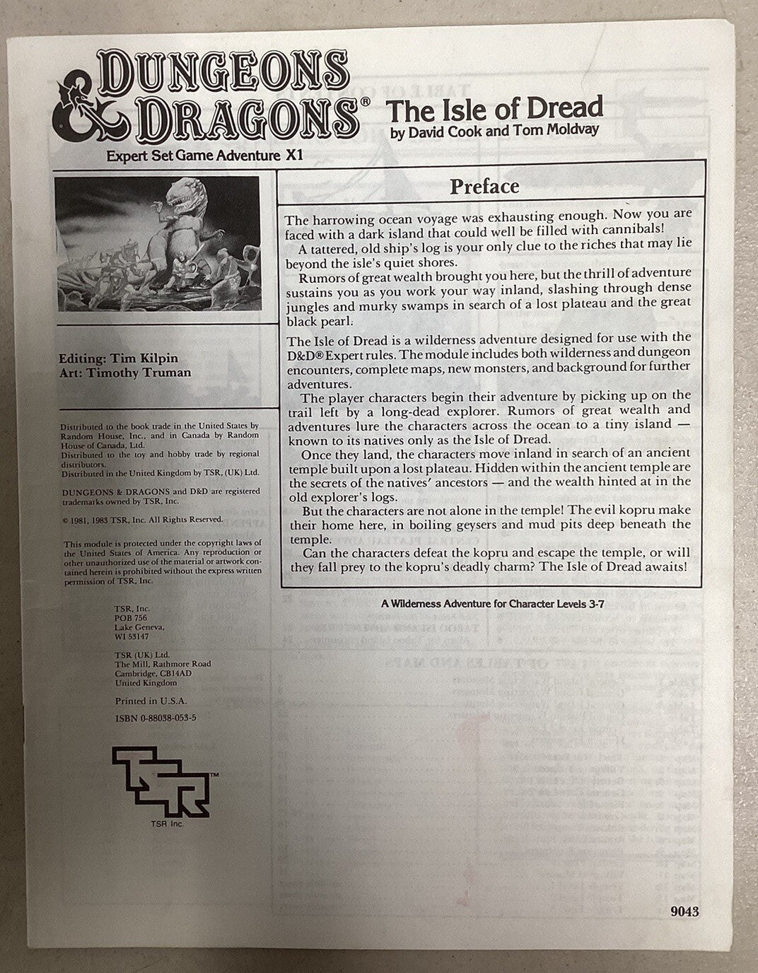 D&D Module X1-The Isle of Dread Orange -Dungeons & DragonsTSR 9043 4th Print D3
