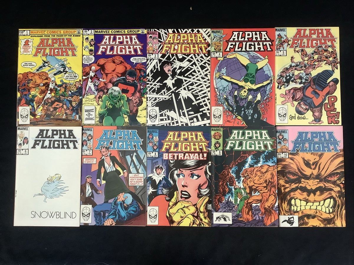 Alpha Flight #1-10 Comic Lot, Marvel Comics, John Byrne, Reader Copies, 1983