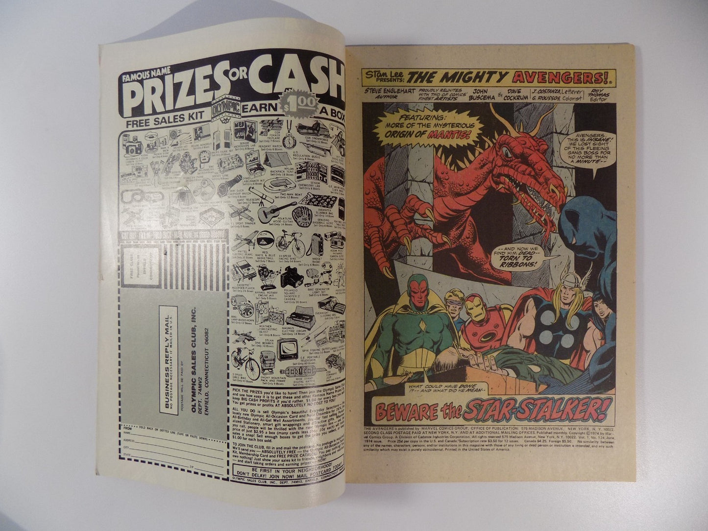 Avengers #124 Marvel Comic June 1974 Very Fine+