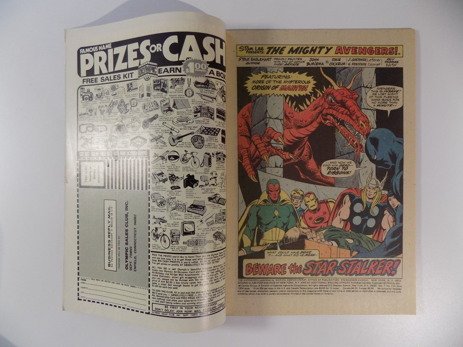 Avengers #124 Marvel Comic June 1974 Very Fine+
