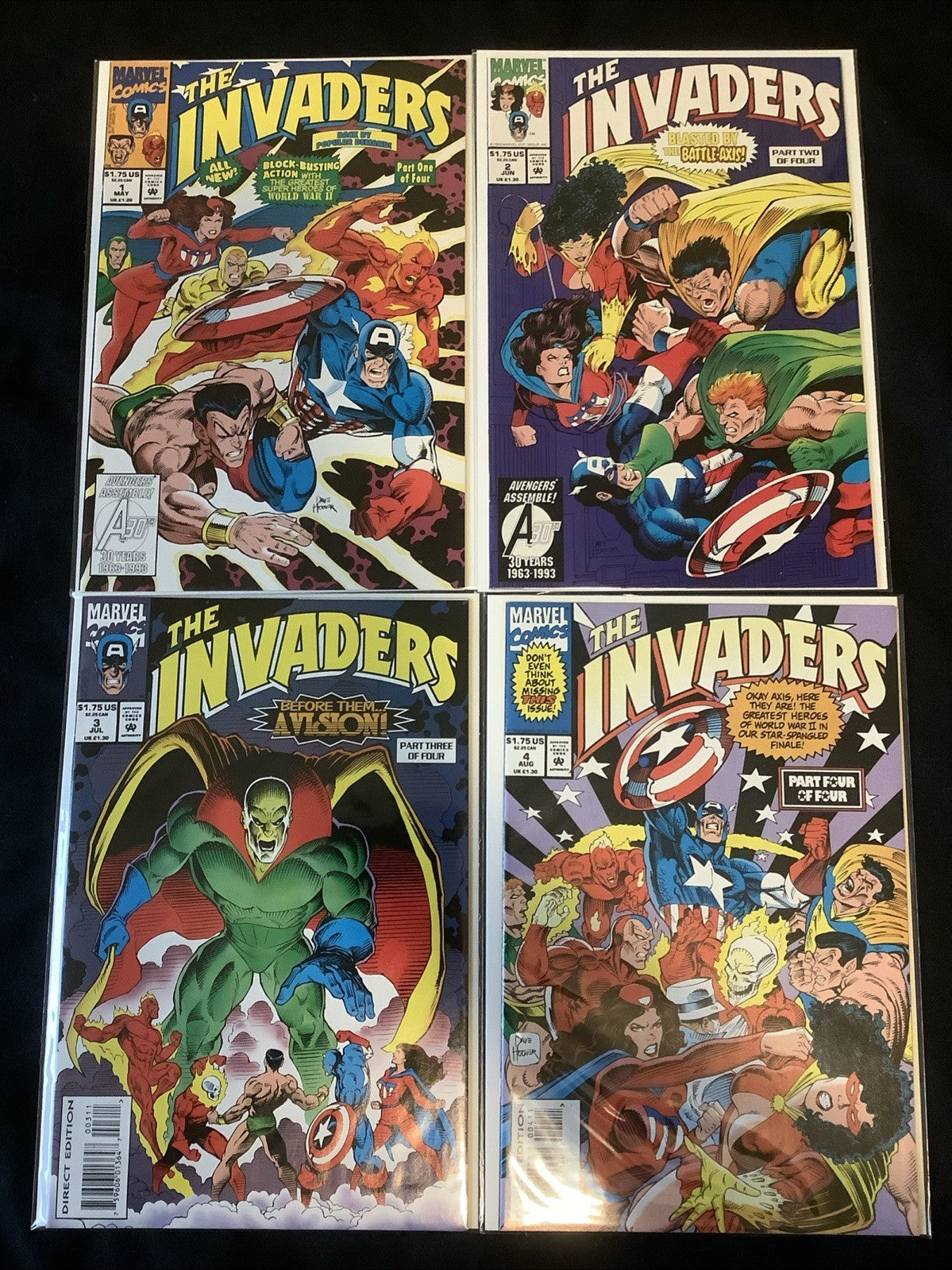 Invaders #1-4 Complete Comic Mini Series, Marvel Comics, Roy Thomas, 1993