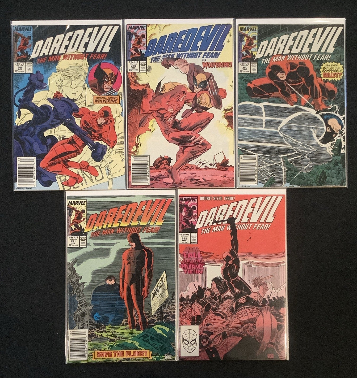 Daredevil #248-252 Comic Lot, Marvel Comics, 1st App Mary Walker (Typhoid Mary)