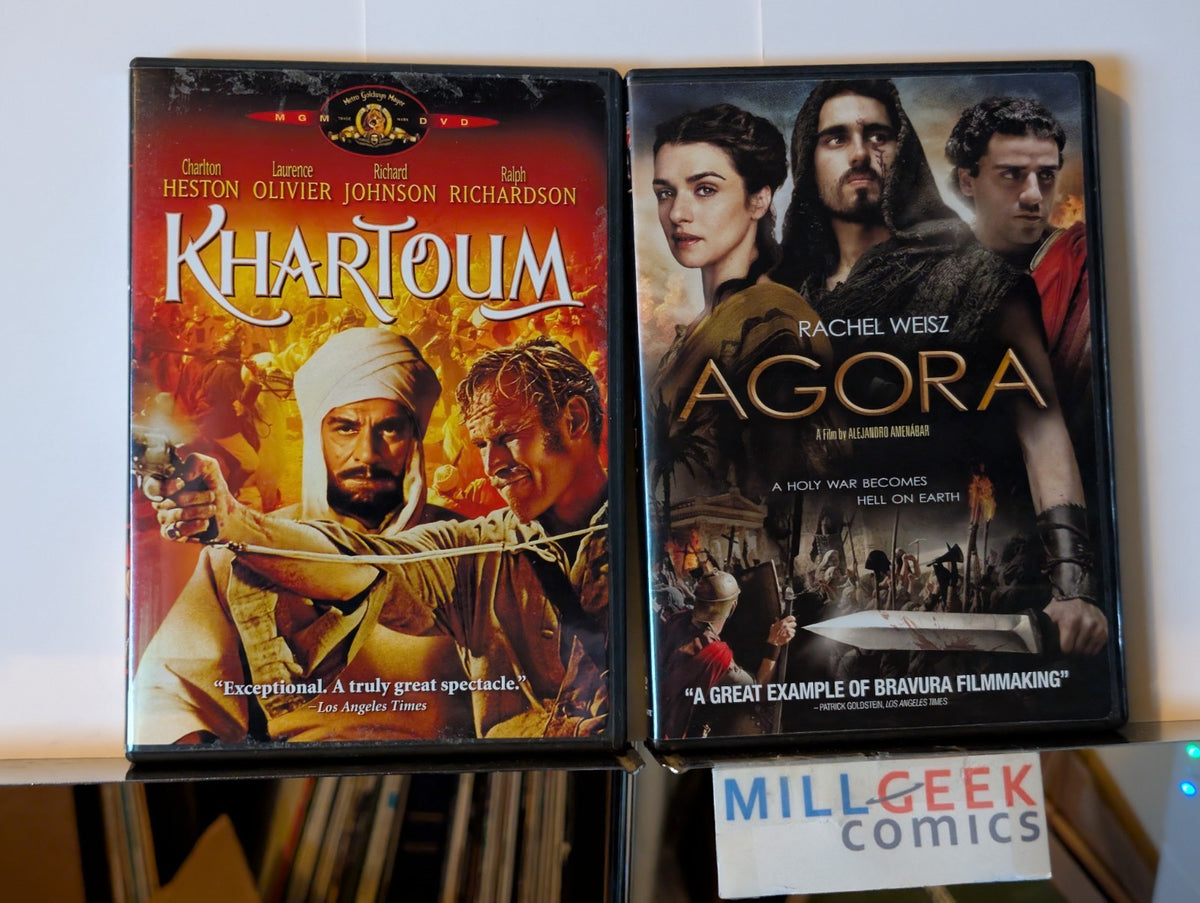 Khartoum / Agora, Charlton Heston &  Rachel Weisz, 2 Drama Movie Lot (DVD) -JD