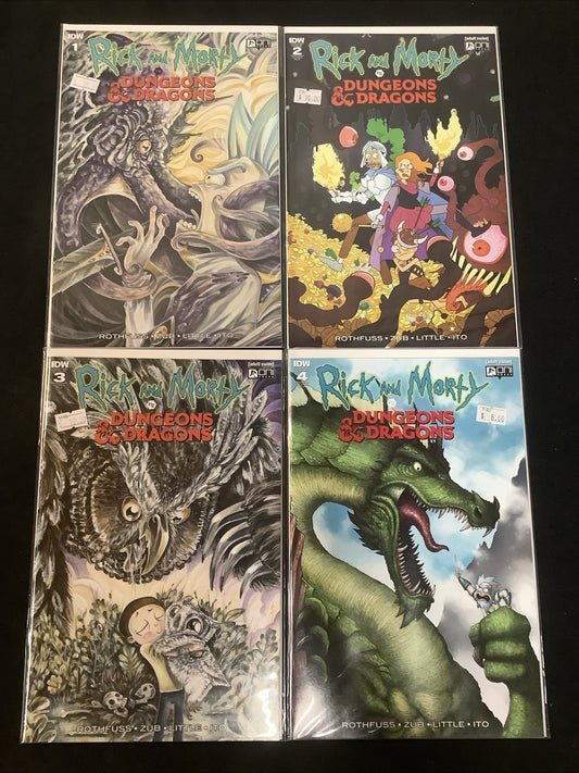 Rick and Morty vs. Dungeons & Dragons #1-4 Complete Set, All 1:10 Ratio Covers