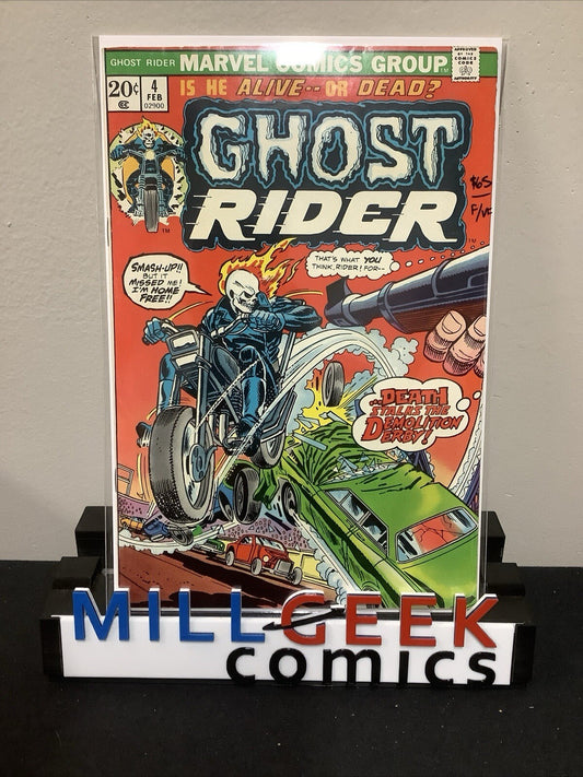 Ghost Rider #4 (February 1974) F/VF (7.0) “Death Stalks The Demolition Derby”