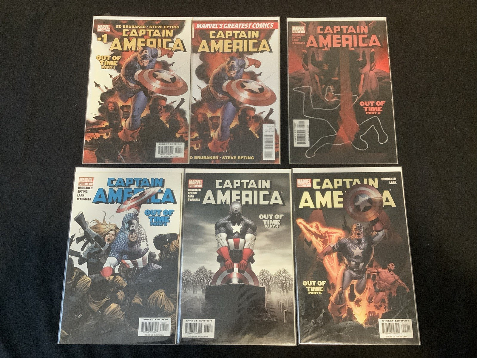 Captain America #1-5 + “Greatest” #1 Comic Lot, Marvel, 1st Cameo Winter Soldier