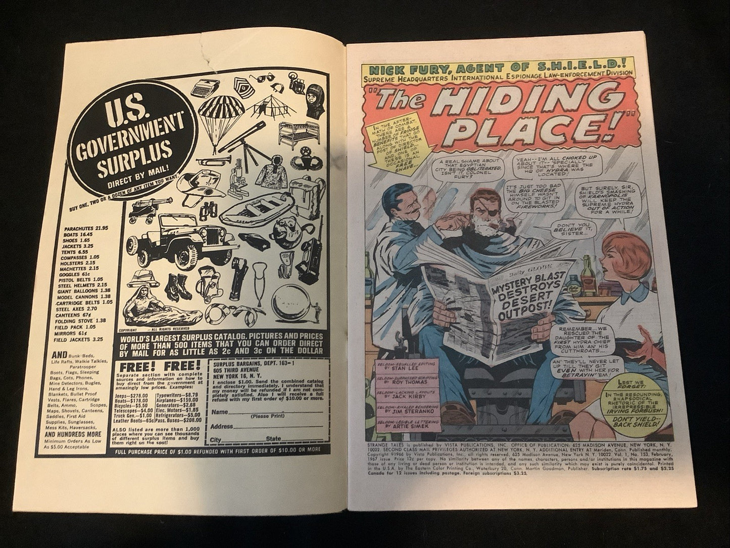 Strange Tales #153 (Marvel Comics February 1967) F- (5.5) Lee/Kirby/Steranko