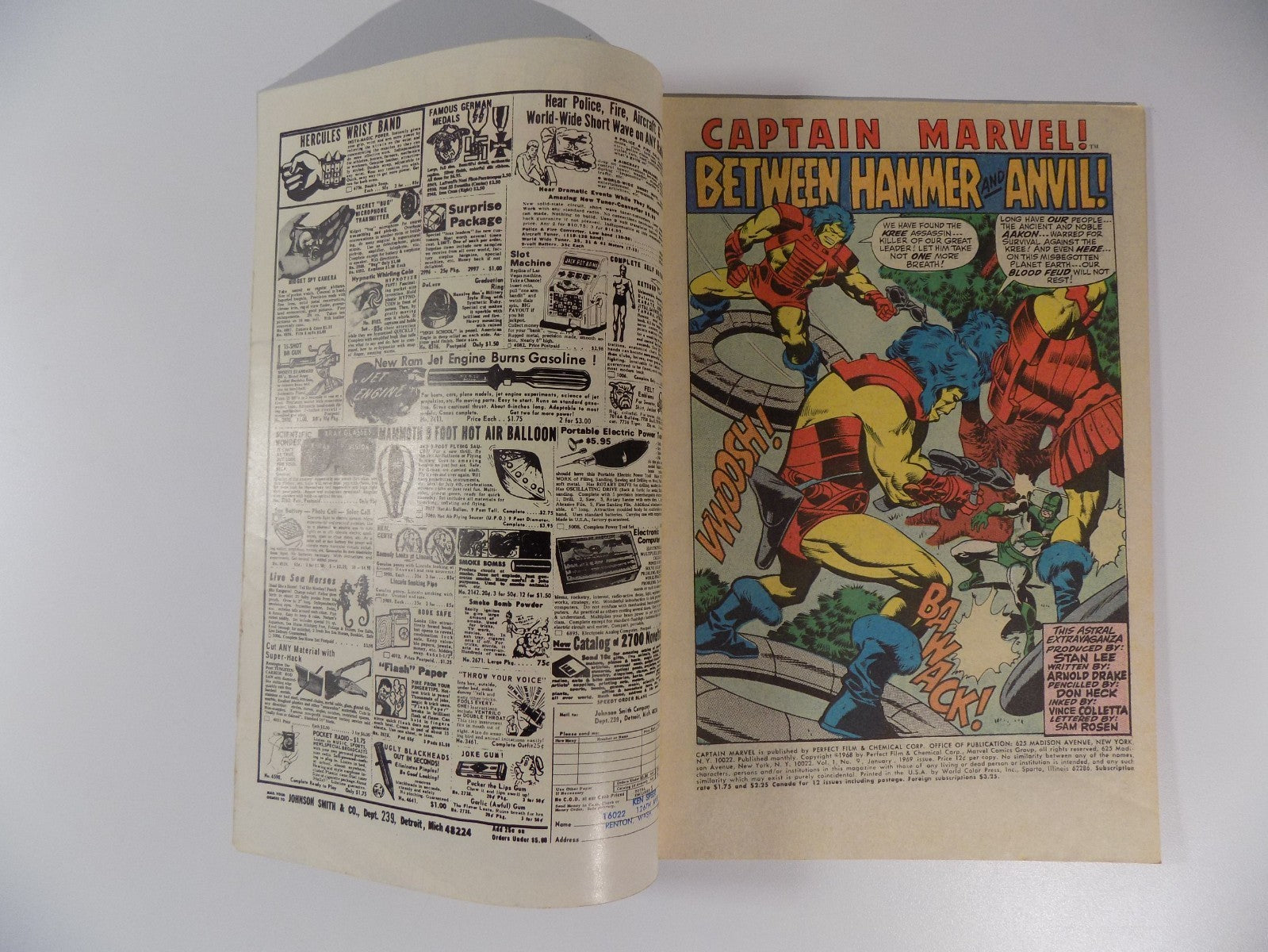 Captain Marvel #9 Marvel Comic January 1969 Fine/Very Fine