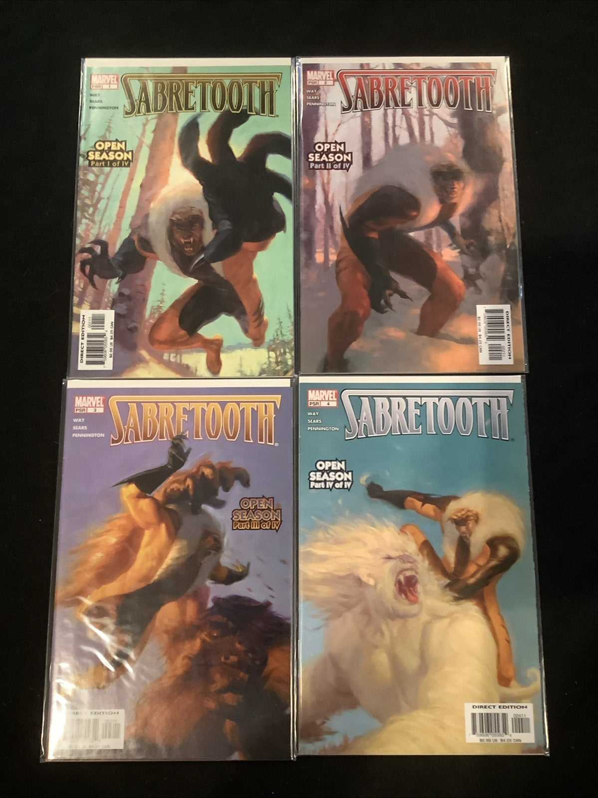Sabretooth #1-4 Complete Comic Set, Marvel, “Open Season”, X-Men, 2004