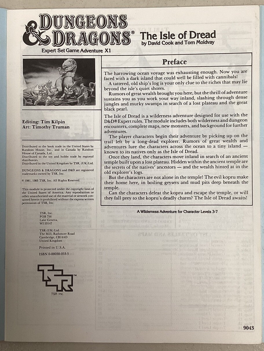 D&D Module X1-The Isle of Dread (Orange)-Dungeons & Dragons-TSR 9043 With Map D2