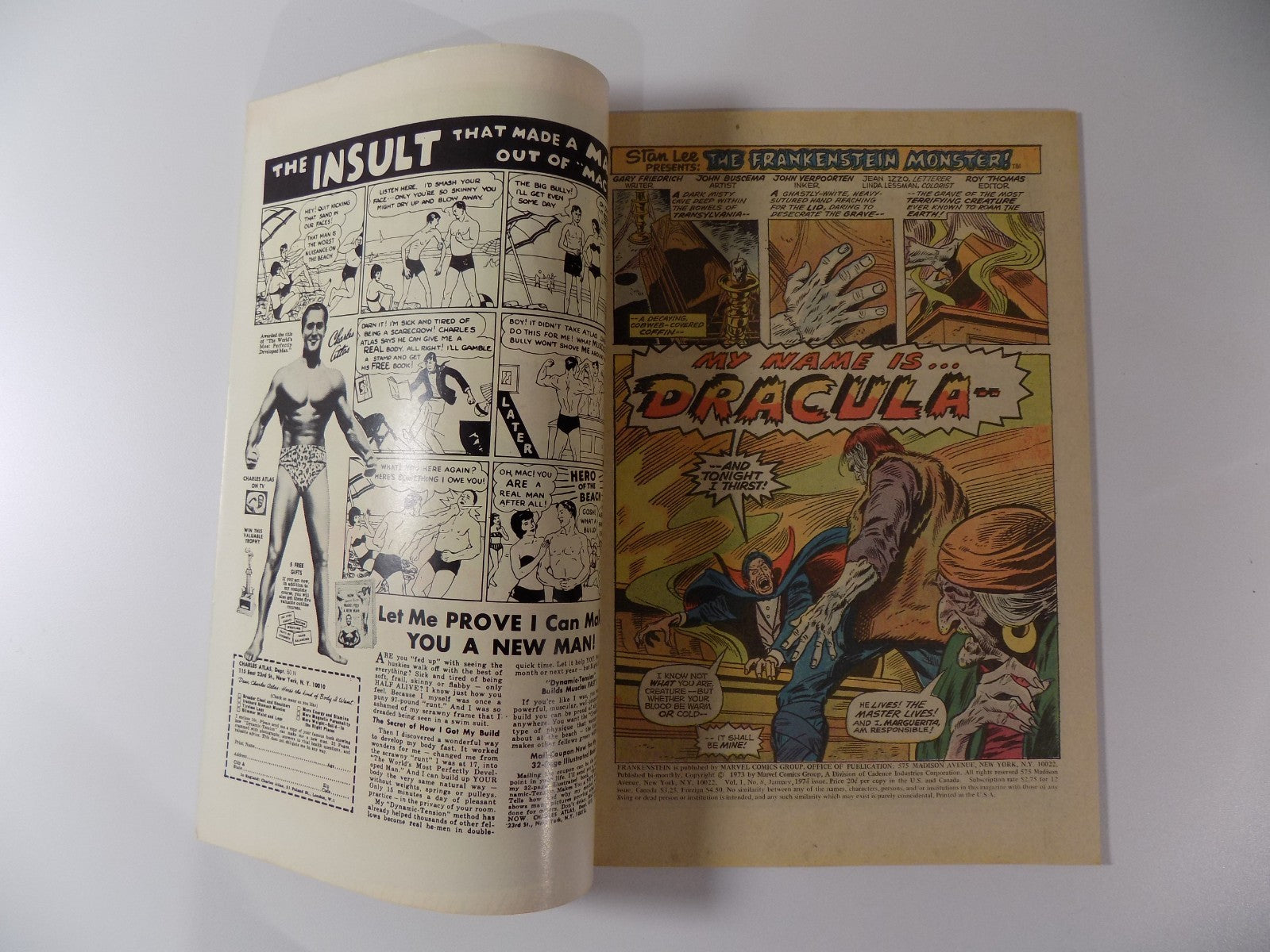 Frankenstein Monster #8 Marvel Comic January 1974 Very Fine+