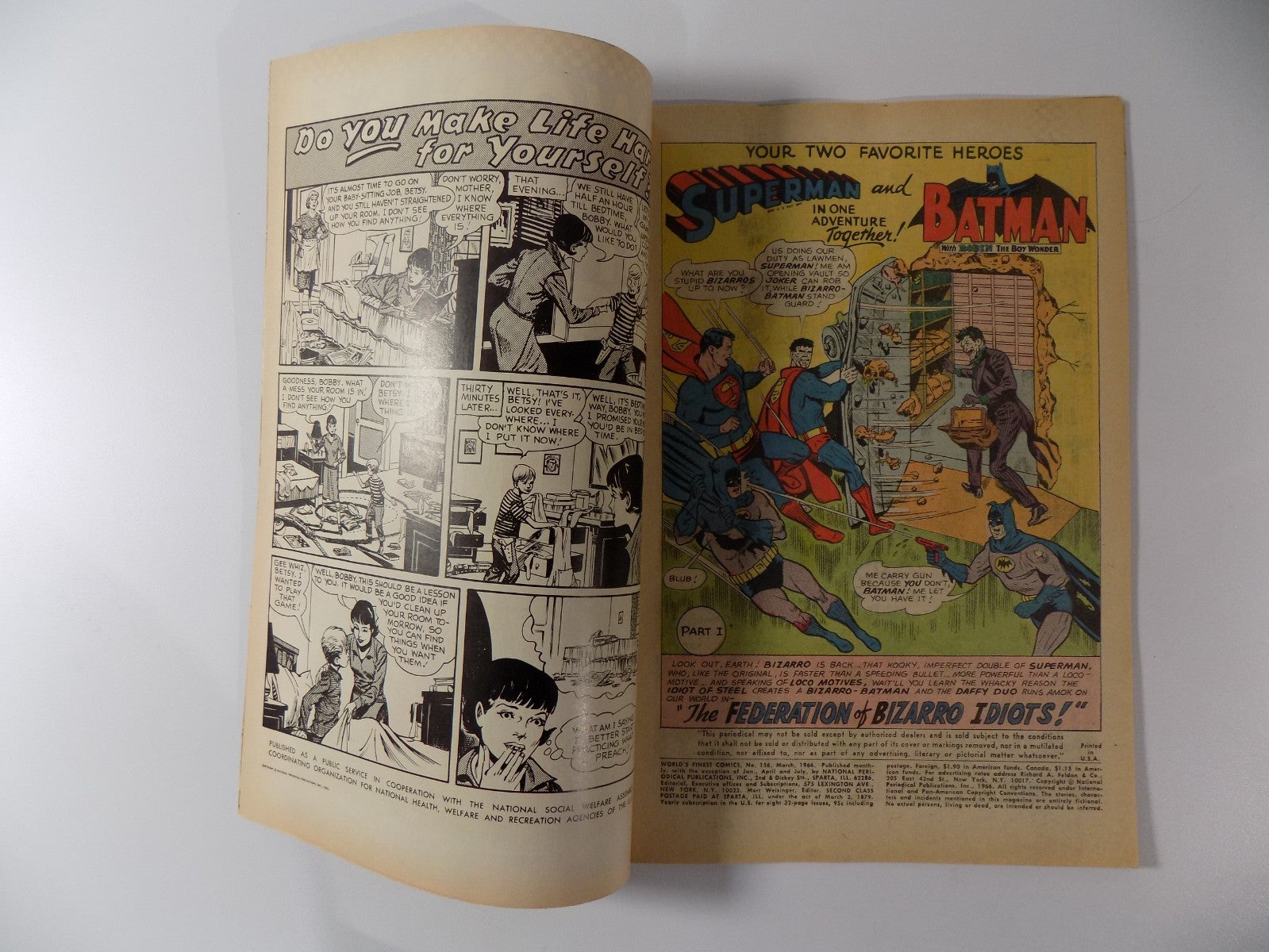 World's Finest #156 DC Comic March 1966 Fine/Very Fine