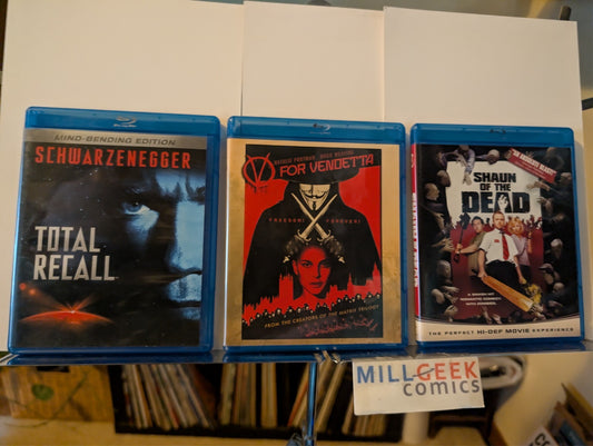 Total Recall / V For Vendetta / Shaun of the Dead, 3 Movie Set (Blu-ray) -JD