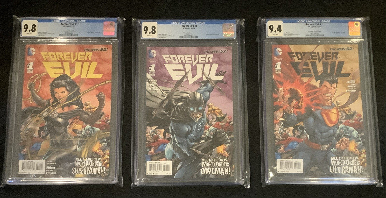 Forever Evil Variant Set, CGC Graded, Ivan Reis Superwoman/Owlman/Ultraman, 2013