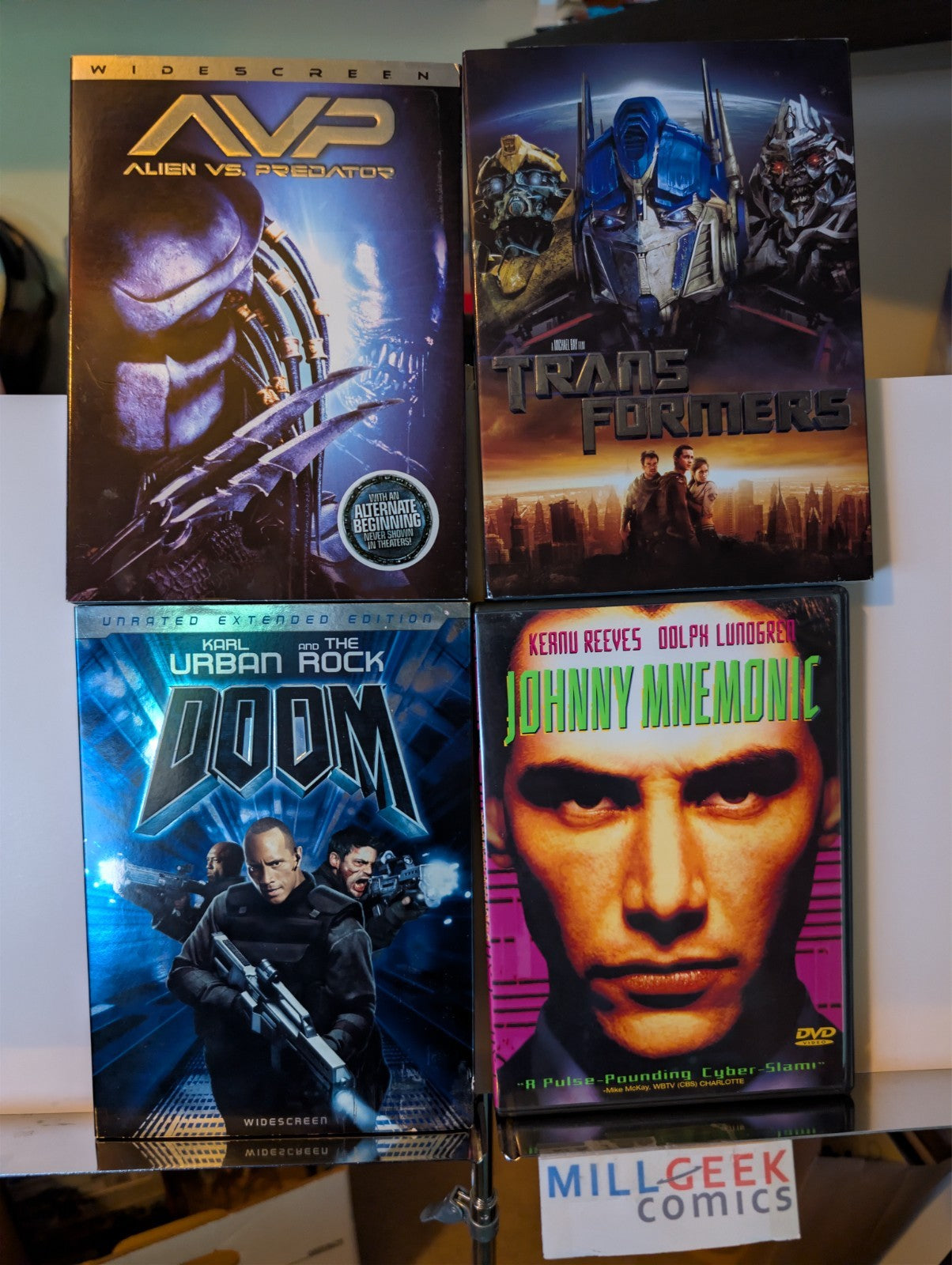 AVP / Transformers / Doom / Johnny Mnemonic, 4 Blockbuster Movie Set (DVD) -JD