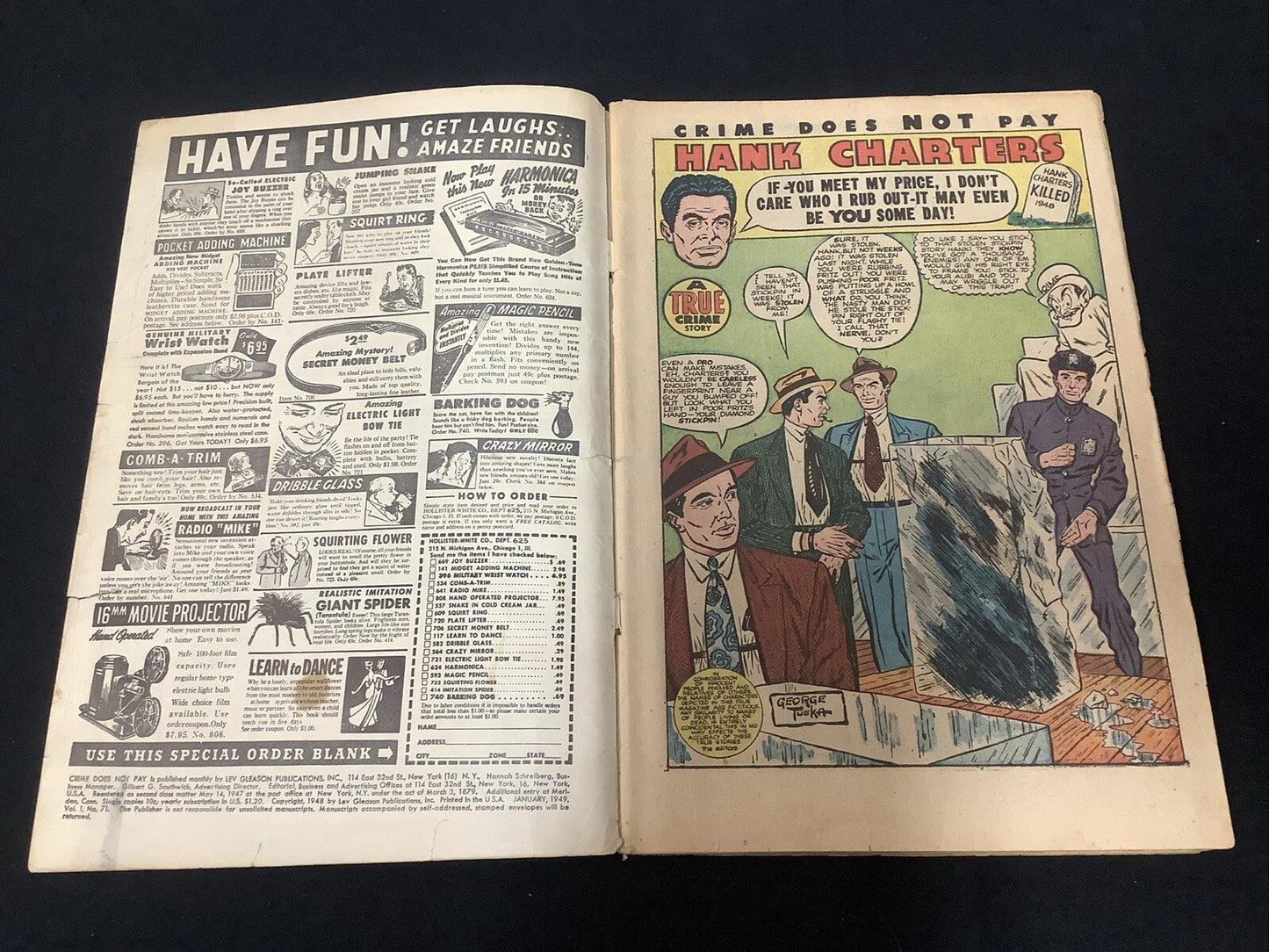 Crime Does Not Pay #71 (Lev Gleason January 1949) 0.5 (Poor) Please See Notes