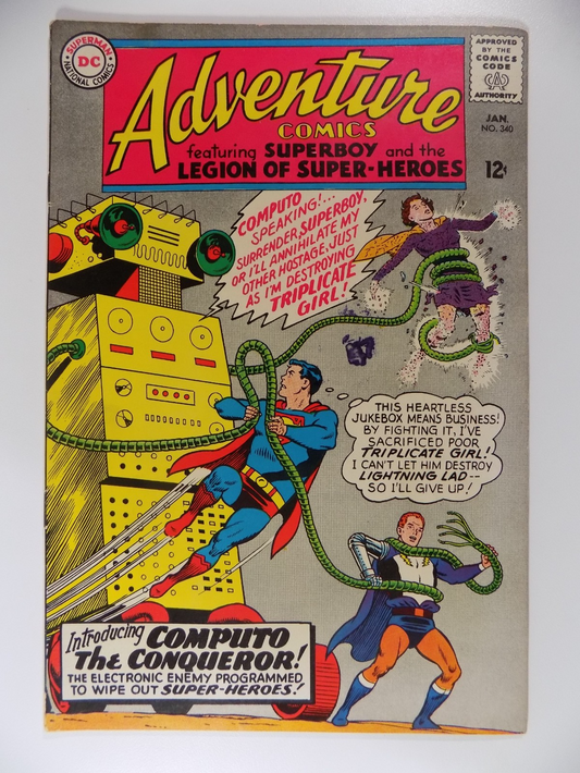 Adventure Comics #340 DC Comic January 1966 Very Fine+