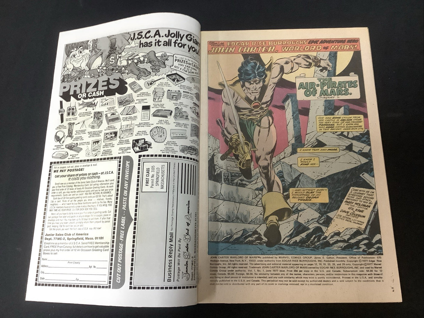 John Carter Warlord of Mars #1 (Marvel Comics June 1977) VF (8.0) Marv Wolfman