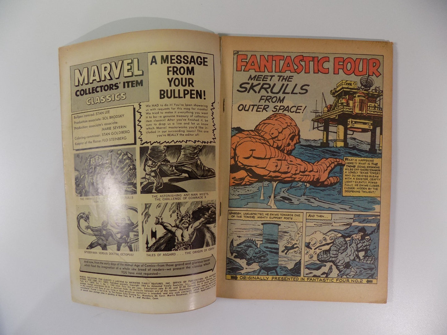 Marvel Collectors' Item Classics #1 Marvel Comic 1965 Very Good