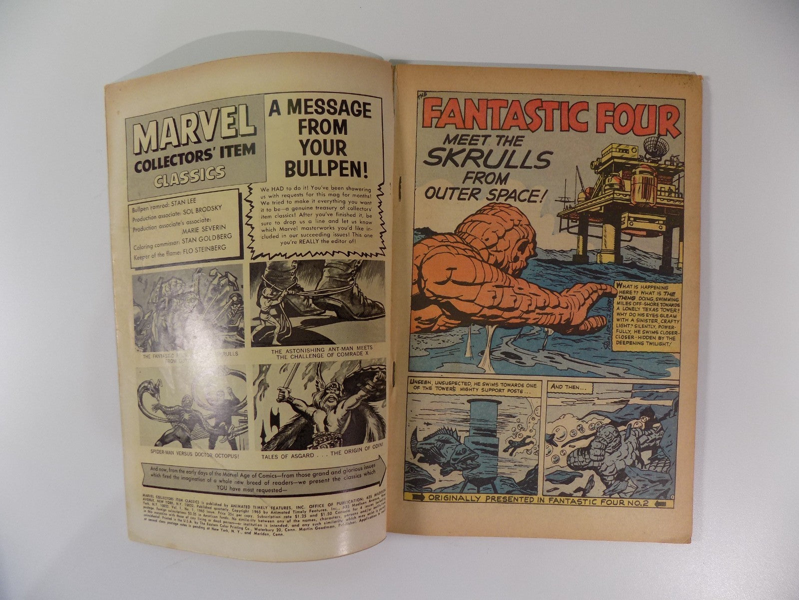 Marvel Collectors' Item Classics #1 Marvel Comic 1965 Very Good