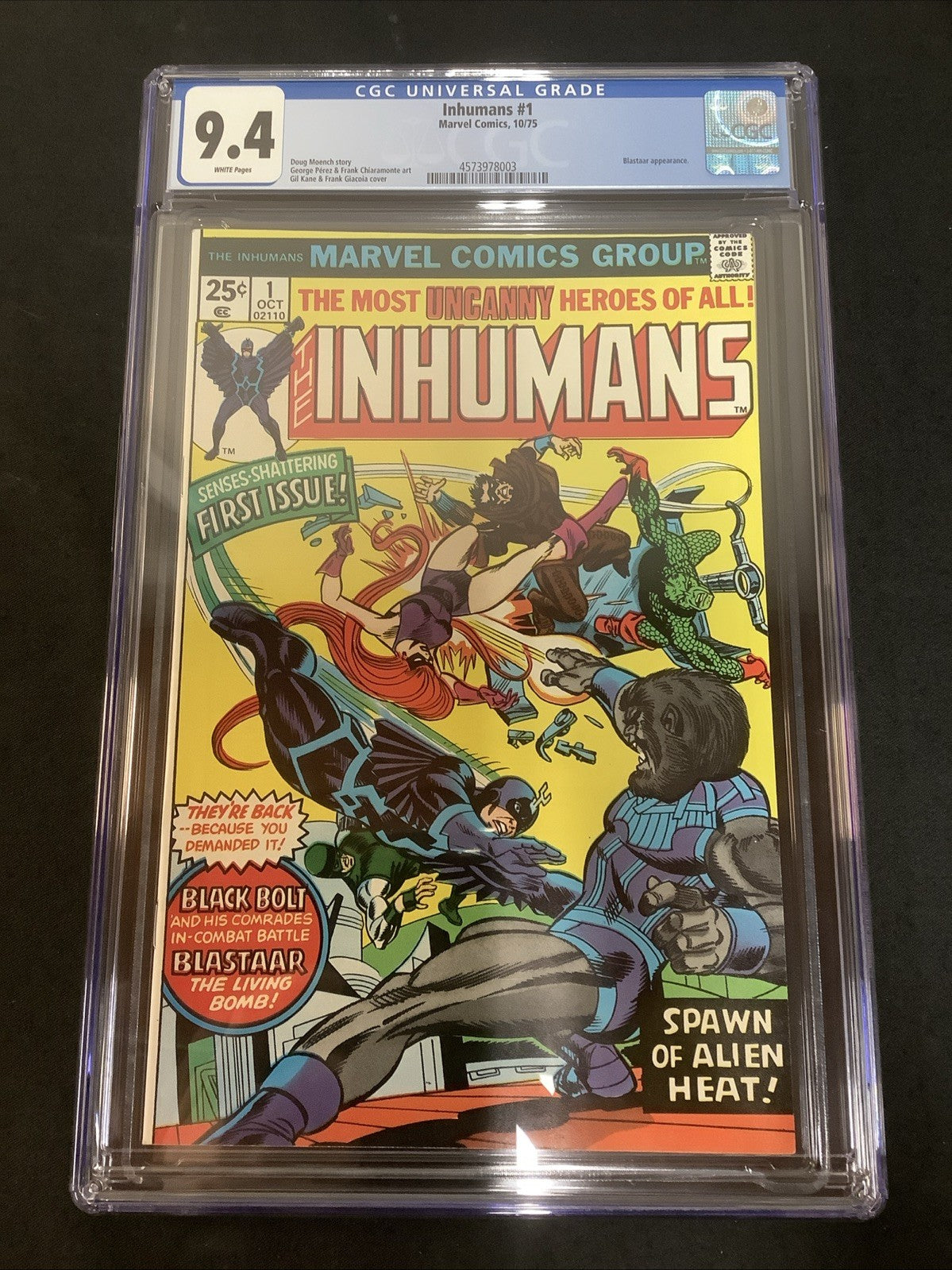 Inhumans #1 (Marvel Comics October 1975) CGC Graded 9.4 (NM) White Pages