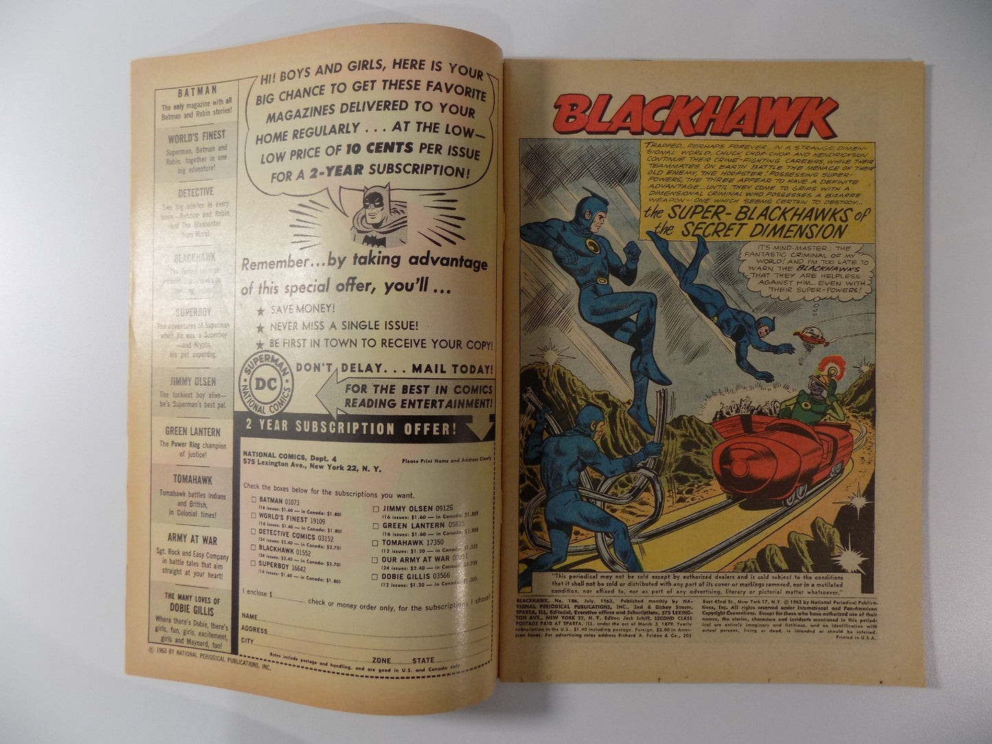 Blackhawk #186 DC Comic July 1963 Fine+