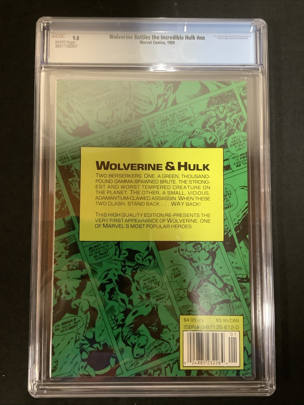 Wolverine Battles The Incredible Hulk #1 (Marvel 1989) CGC Graded 9.8 (NM/M)