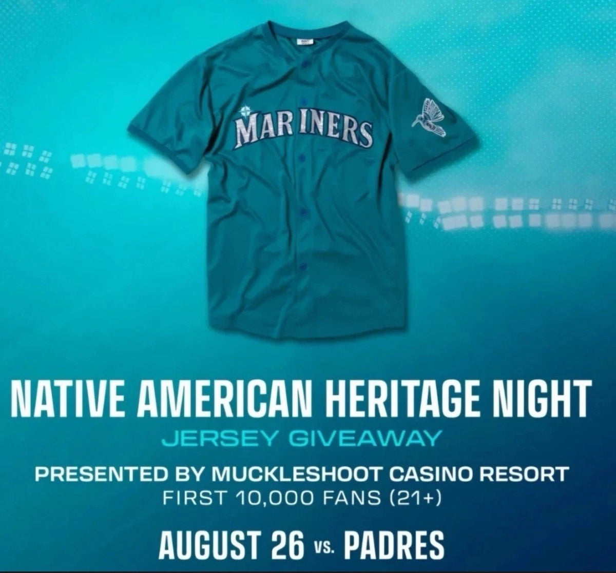 Seattle Mariners 2025 Native American Heritage Night Jersey SGA Size XL NIP