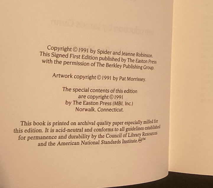 Easton Press "Starseed" FIRST EDITION, SIGNED by Spider and Jeanne Robinson -JD