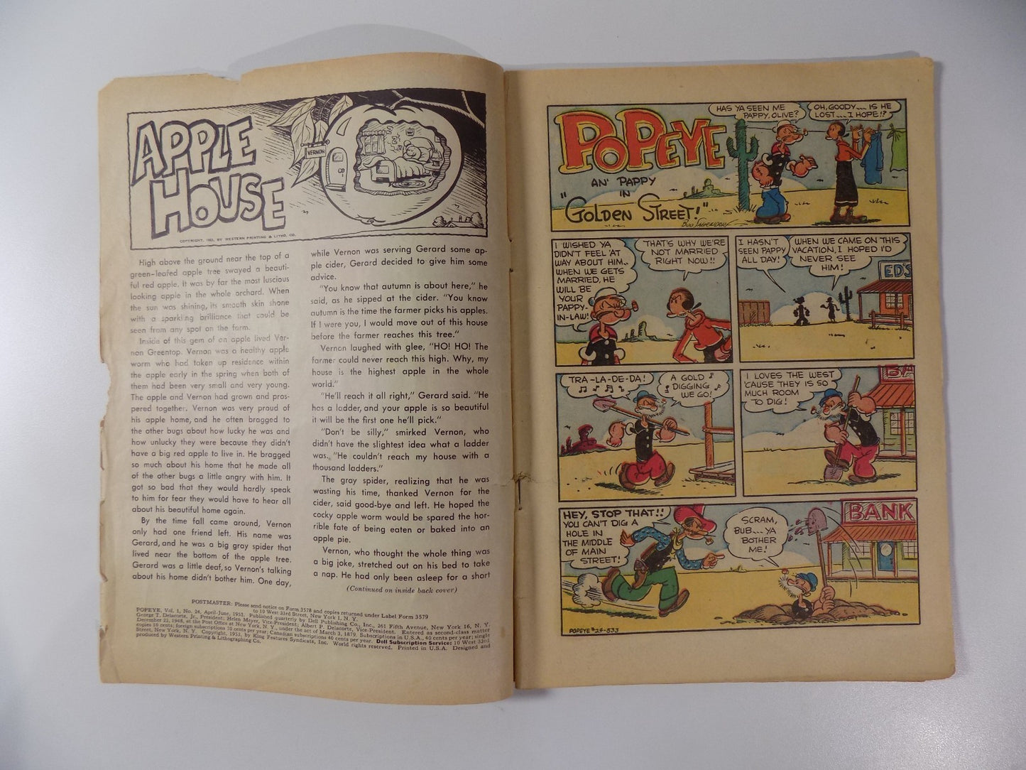 Popeye #24 Dell Comic April-June 1953 Very Good-