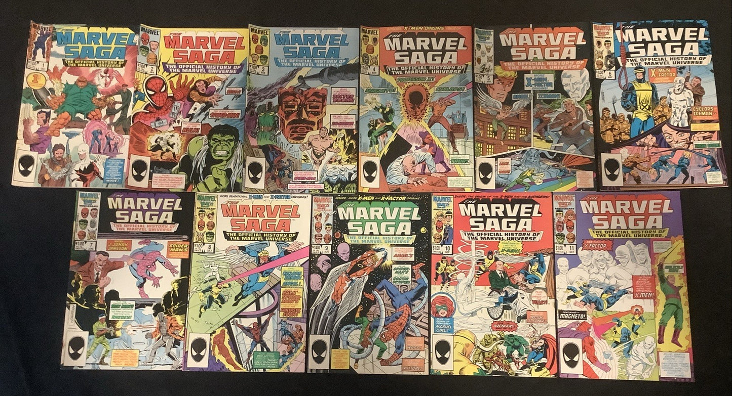 Marvel Saga #1-11 Comic Lot, Marvel, Official History Of The Marvel Universe