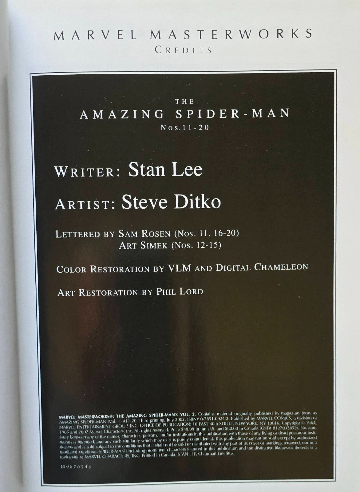 Marvel Masterworks: The Amazing Spider-Man Volume 2 (3rd Print. 2002) Lee+Ditko