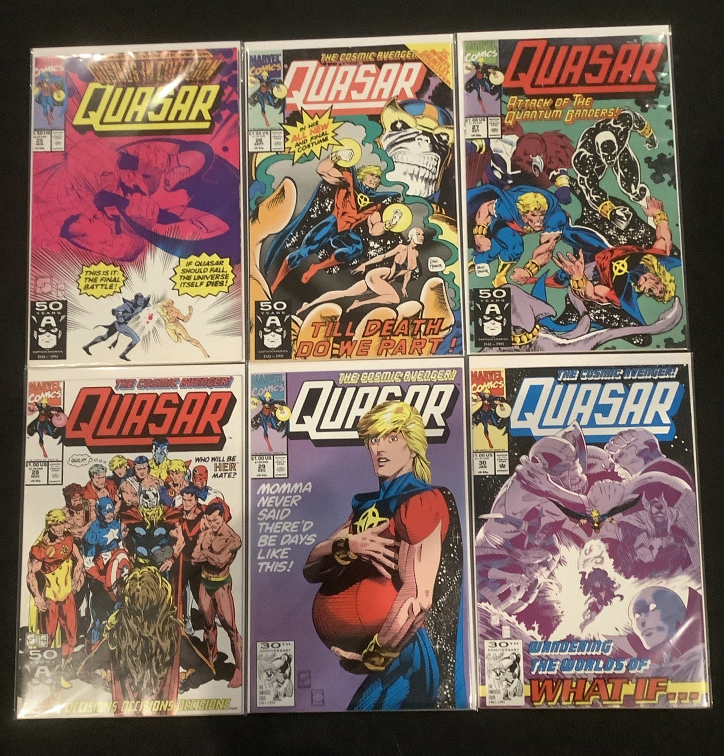 Quasar #25-30 Comic Lot, Marvel Comics, Cover Appearance Of A Venomized Thor