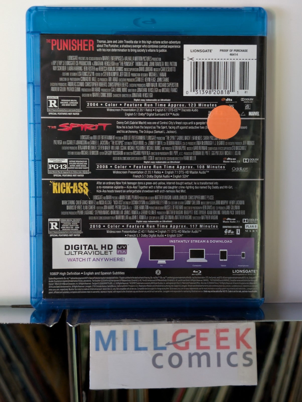 The Punisher / The Spirit / Kick-Ass, 3 Movie Set (Blu Ray) -JD
