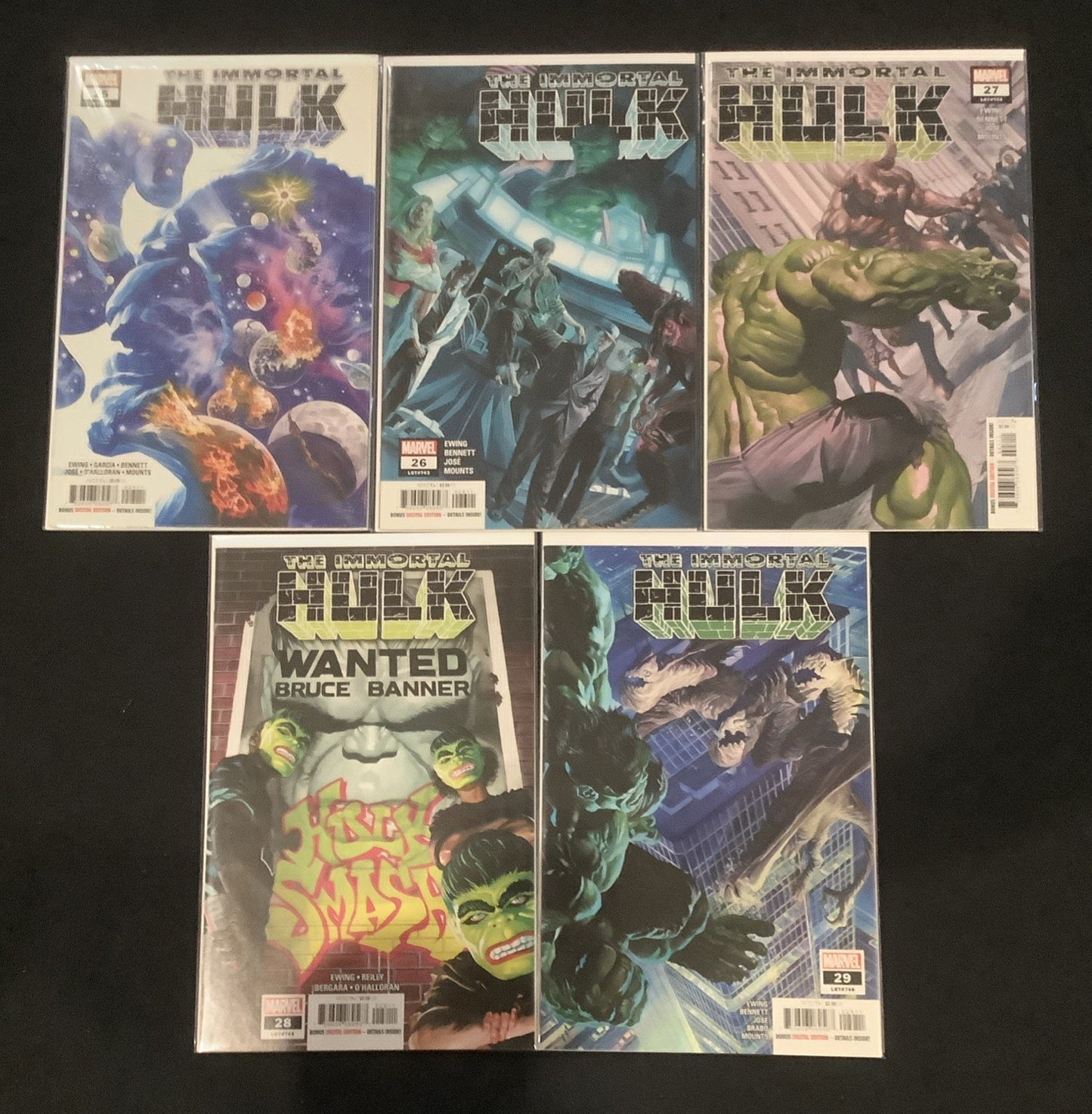 Immortal Hulk #25-29 Comic Lot, Marvel Comics, Al Ewing/Joe Bennett, 2019