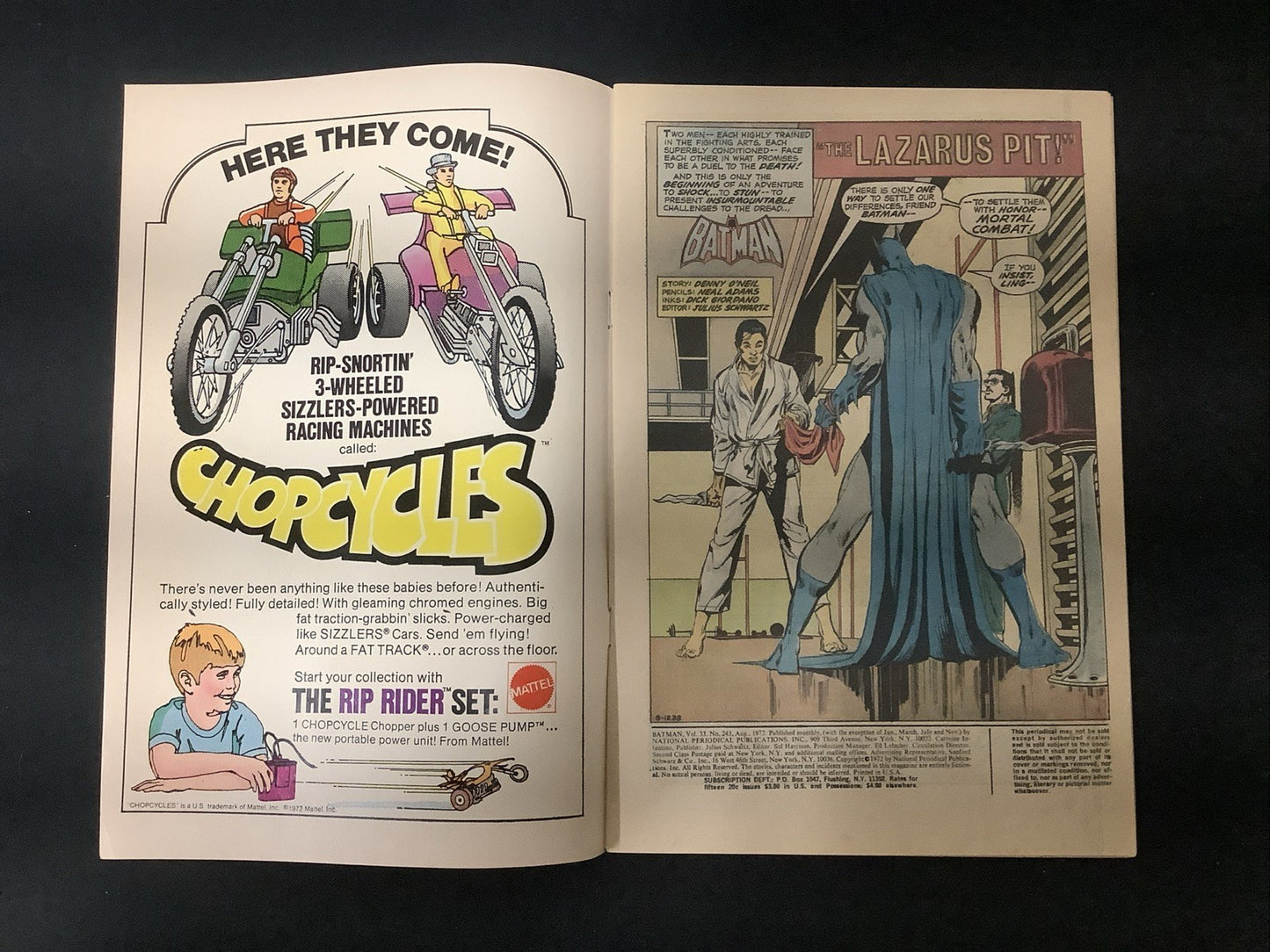 Batman #243 (DC Comics August 1972) Fine (6.0) Cover Detached Top Staple