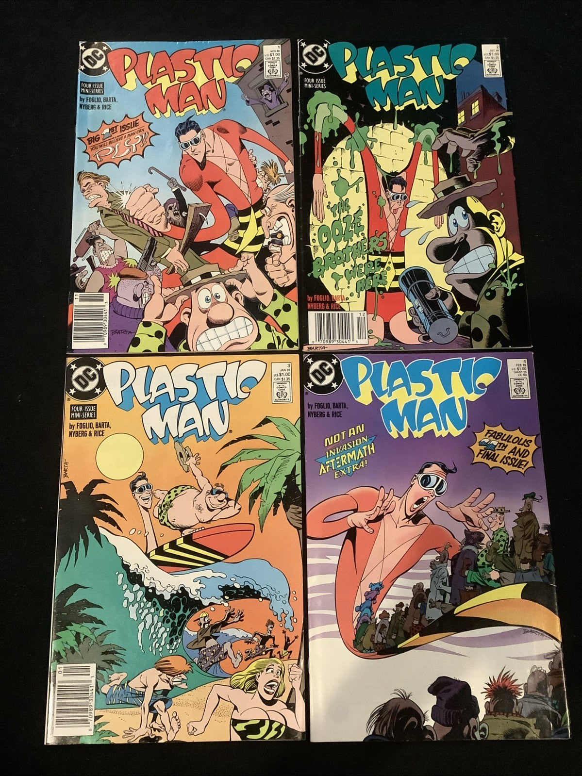Plastic Man #1-4 Complete Comic Set, DC Comics, Phil Folio, 1989