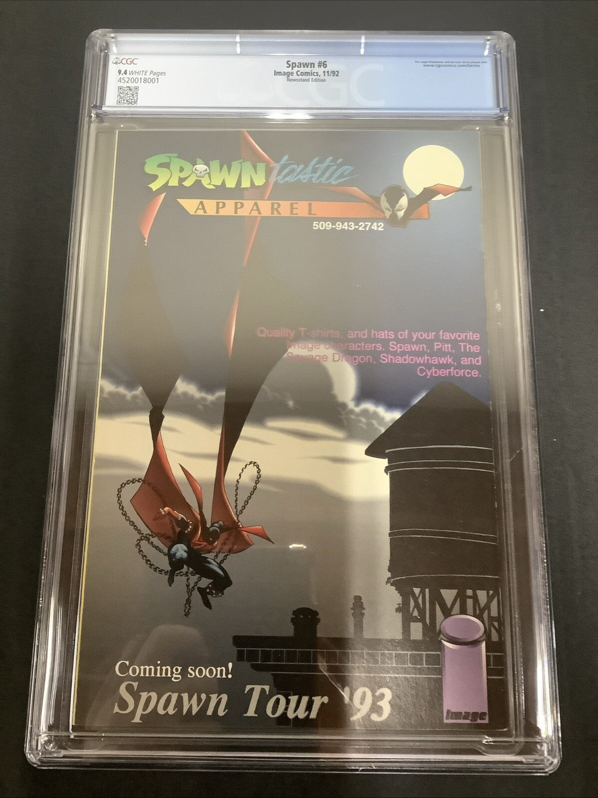 Spawn #6 (November 1992) CGC Graded 9.4, White Pages, NEWSSTAND EDITION COVER