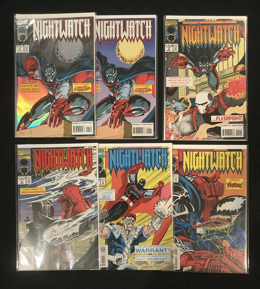 Nightwatch #1-5 + #1 Foil Variant Comic Lot, Marvel Comics, Al Milgrom, 1994
