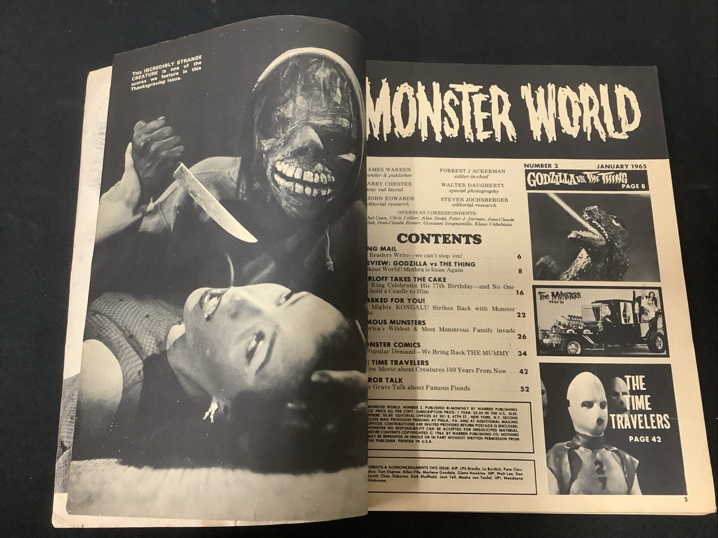 MONSTER WORLD #2 (January 1965) VG- (3.5) 3” Spine Split, The Munsters, B&W