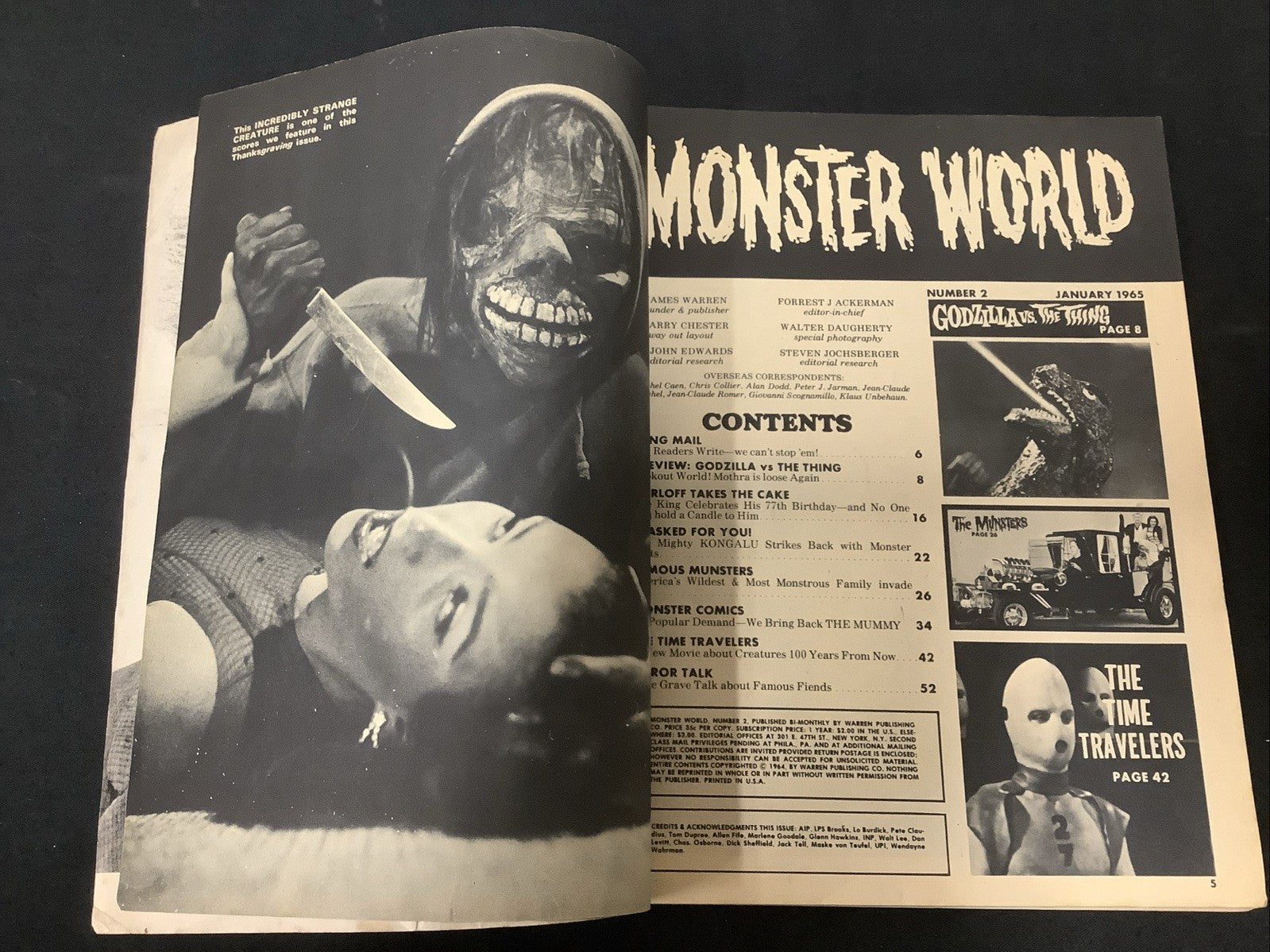 MONSTER WORLD #2 (January 1965) VG- (3.5) 3” Spine Split, The Munsters, B&W