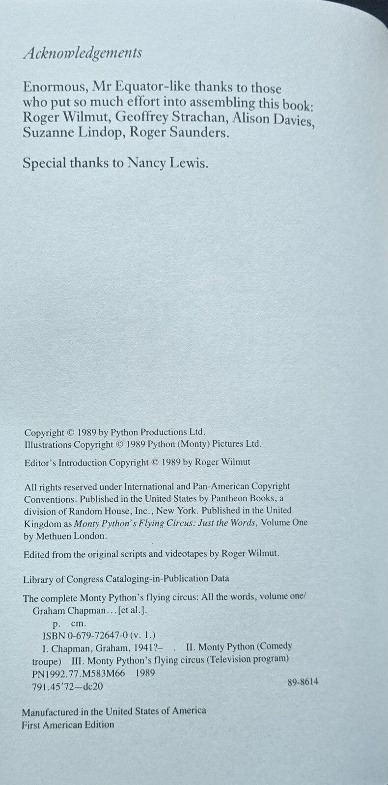 The Complete Monty Python's Flying Circus ALL THE WORDS Box Set (1989, JD)