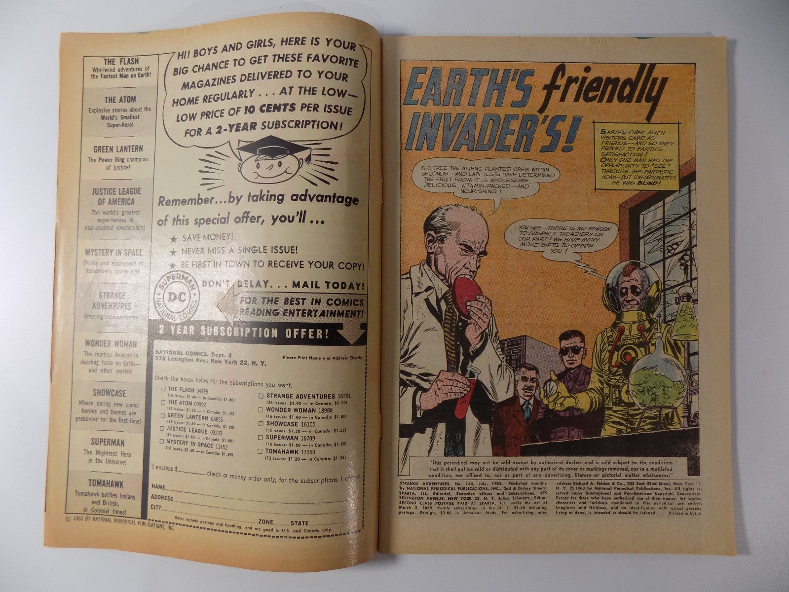 Strange Adventures #154 DC Comic July 1963 Fine+