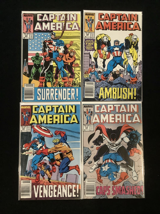 Captain America #345-348 Comic Lot, Marvel Comics, Mark Gruenwald, 1988