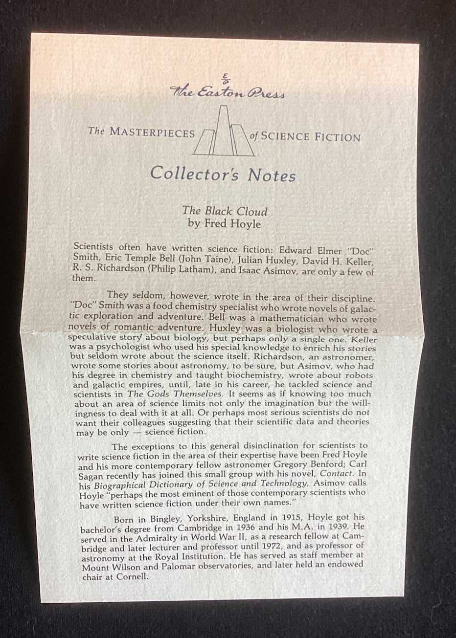 Easton Press THE BLACK CLOUD Fred Hoyle Collector's Edition Leather Bound JD