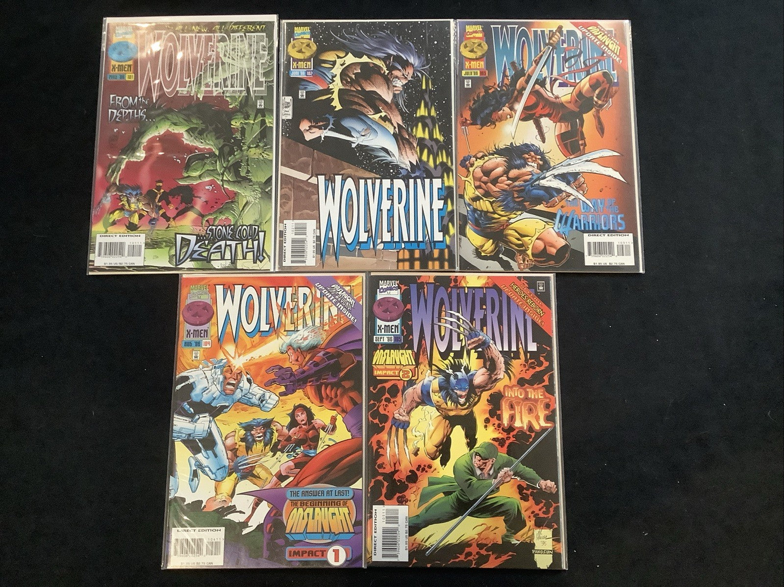Wolverine #101-105 Comic Lot, Marvel, Larry Hama, Adam Kubert, Dan Green, 1996